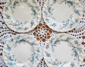 Vintage Myott Forget Me Not Staffordshire Bread Butter Dessert Side Plates Set Of 4