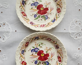 Vintage Wedgwood Cornflower Dessert Porcelain Bowls Set of 2, Pie Crust Edge Etruria England