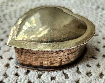 Vintage Brass Heart Shaped Jewelry Trinket Box