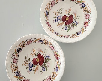 Vintage Wedgwood Cornflower Coupe Cereal Porcelain Bowls Set of 2 Piecrust Edge