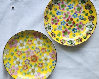 Vintage Porcelain Handpainted Floral Trinket Dishes Viking Import Trade Japan Set Of 2