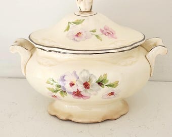 Vintage Homer Laughlin Virginia Rose Sugar Bowl C52NB