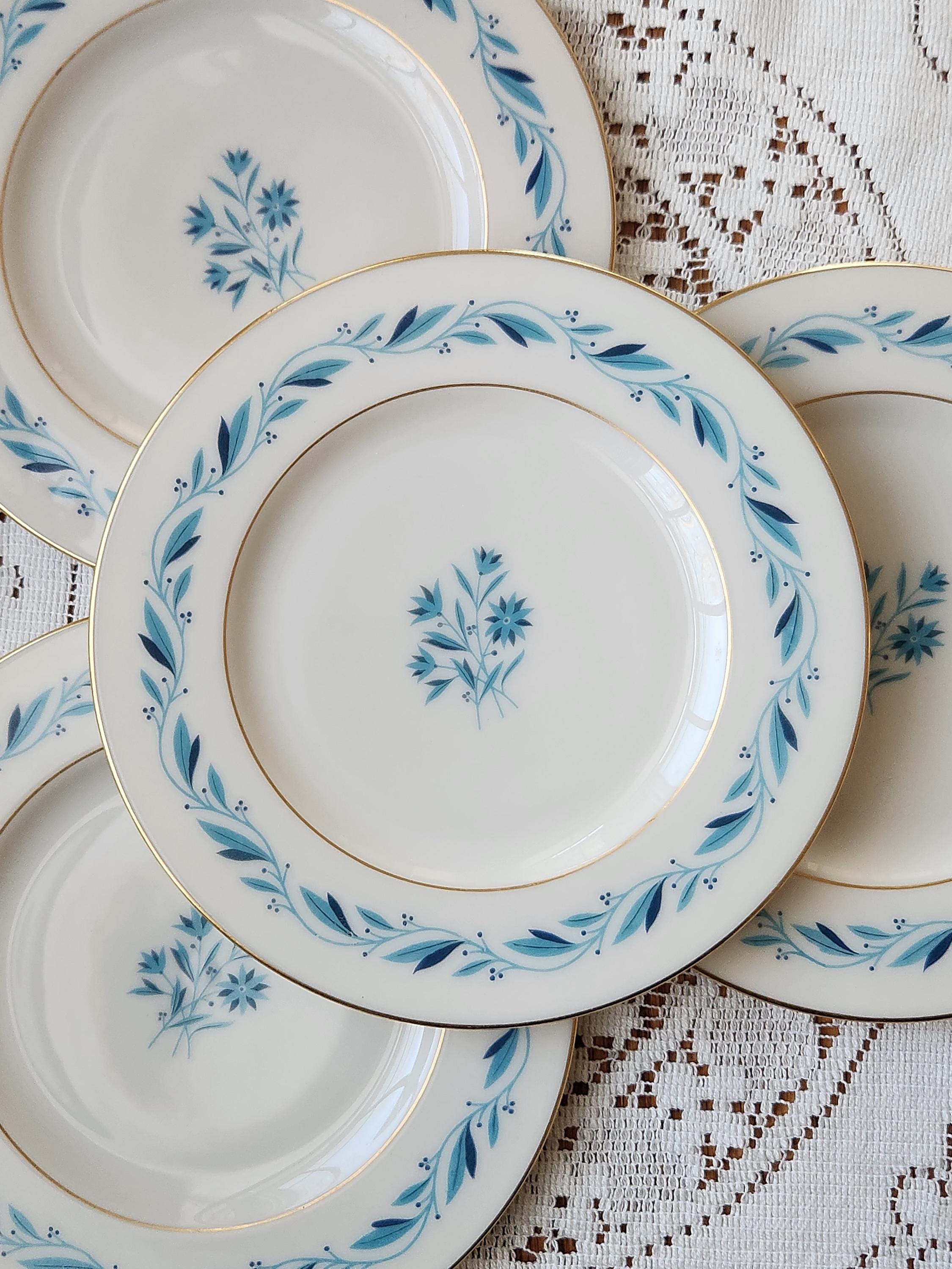Vintage Blue Flower Lunch Plates - Etsy