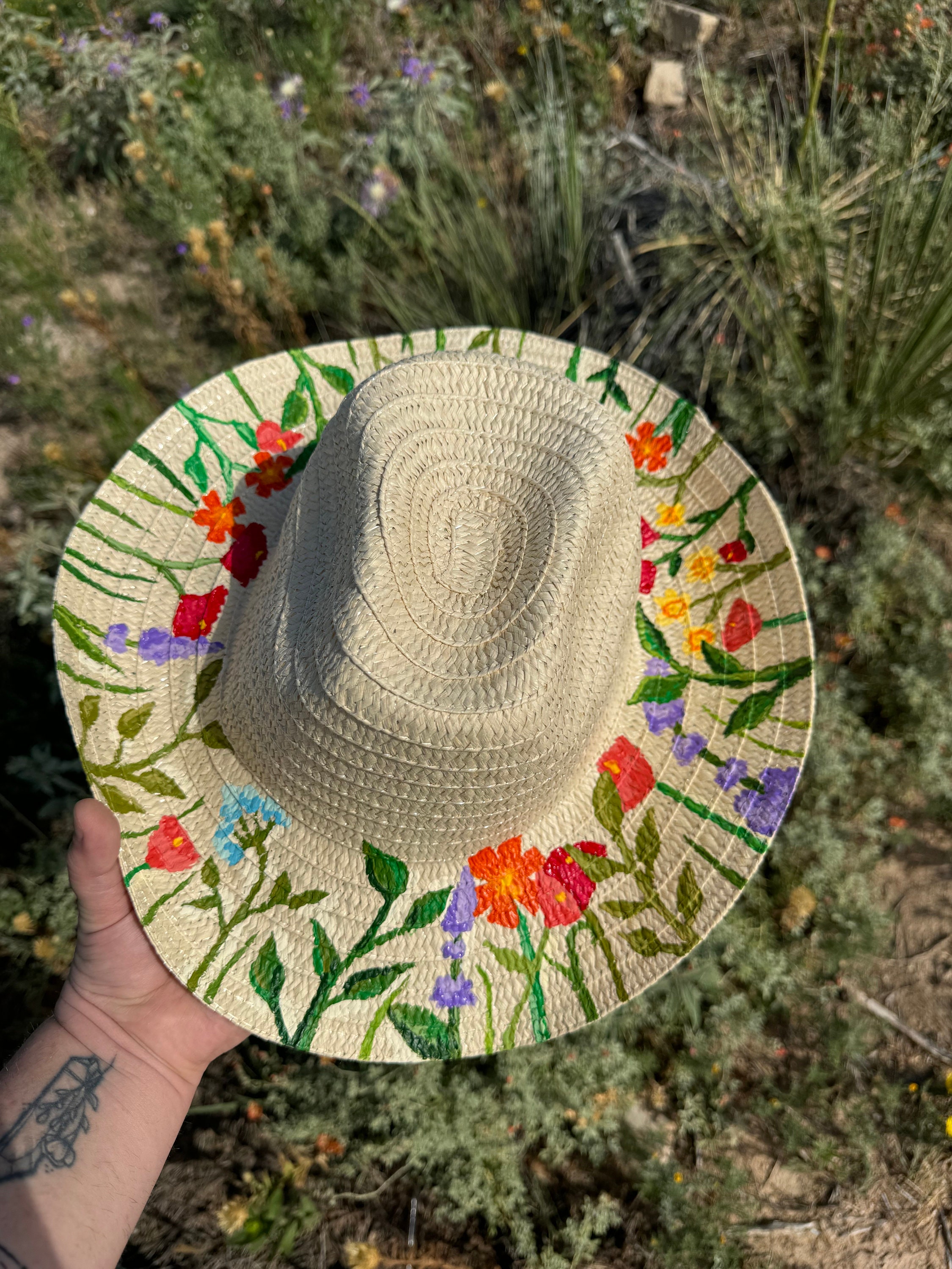 Hand Painted Wildflower Straw Hat | Wildflower | Flowers 