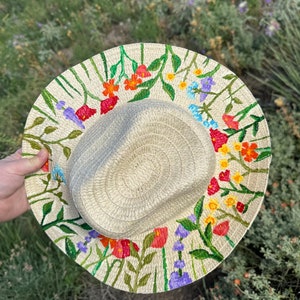 Hand Painted Wildflower Straw Hat | wildflower |  flowers | sun hat | summer hat |
