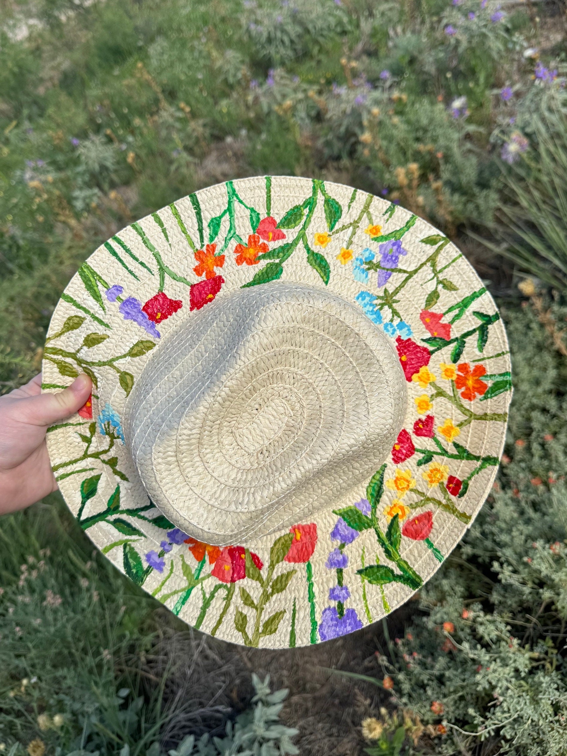 Hand Painted Wildflower Straw Hat | Wildflower | Flowers 