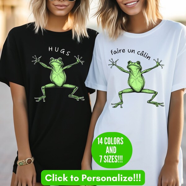 Cute Frog Comfort Colors Tshirt, Custom Name Tshirt Giftfor Frog Lovers Hugs Shirt Friend-Gift-Frog