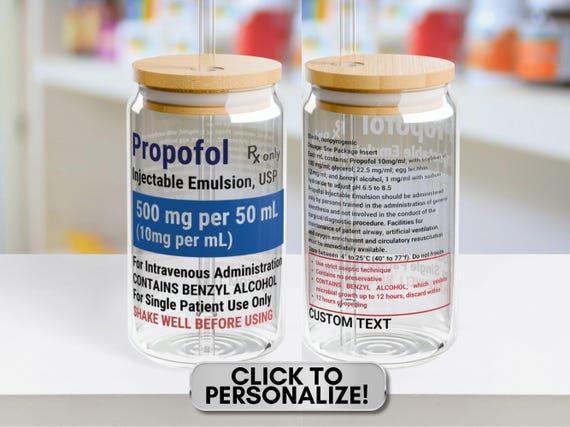 Propofol RX Tumbler, Anesthesiologist Gift for Doctor ICU Pharmacist Nurses Week Glass Can Doctor Cups Healthcare Gift Medical Field gift