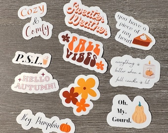 Fall Vibes Stickers - Fall Aesthetic - Trendy - Full Sticker Set - PeonyDreamsDesigns