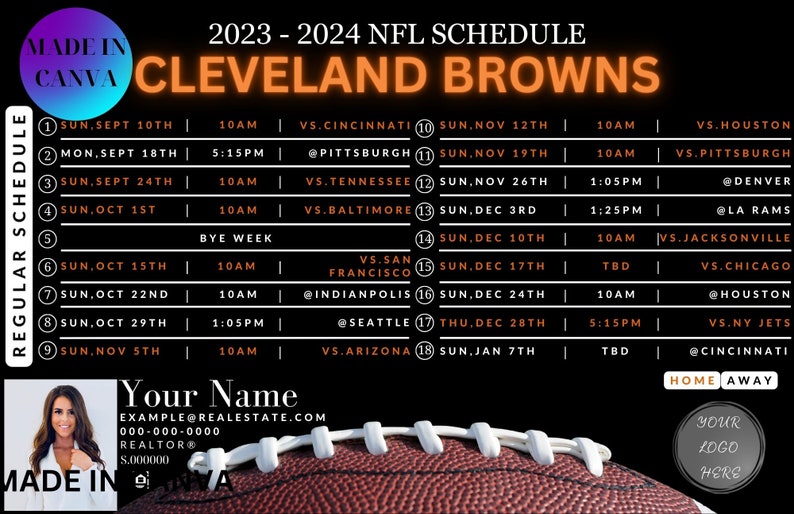 Cleveland Browns 2023-2024 Football Schedule Realtor Postcard - Etsy