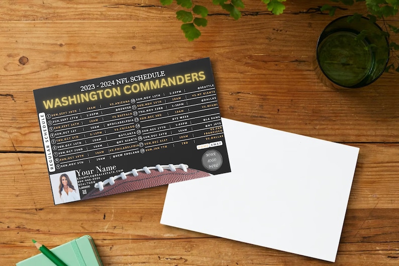 Washington Commanders 20232024 NFL Football Schedule Realtor Etsy