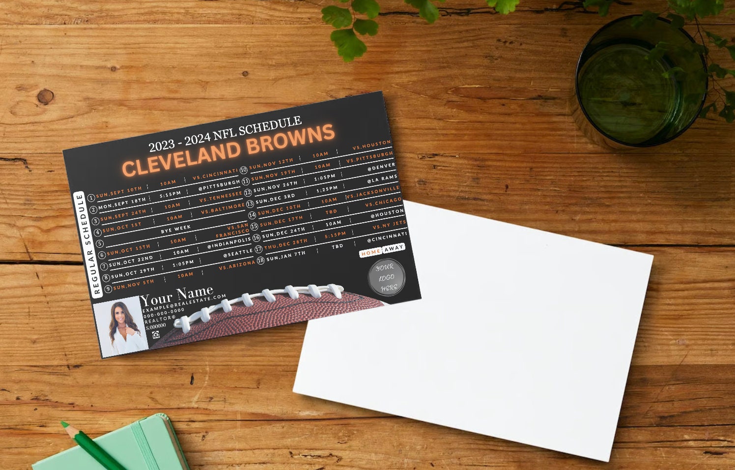 Cleveland Browns 20232024 Football Schedule Realtor Postcard Etsy