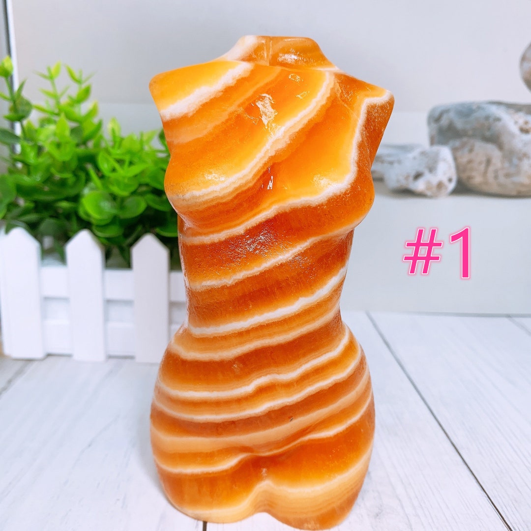 6natural Yellow Calcite Big Goddess,crystal Woman Body,big Woman's Body