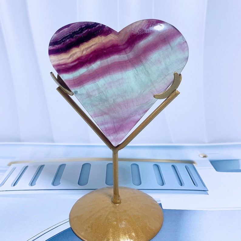 Purple Fluorite Heart Decoration,crystal Heartshaped Carving,heart