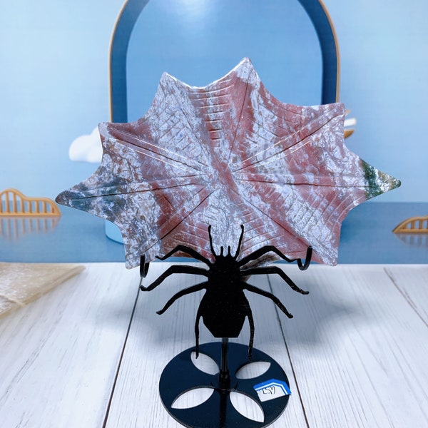 Ocean jasper spider,Crystal spider web, with stand,Crystal spider carving,Home decoration,Reiki healing,Crystal animal