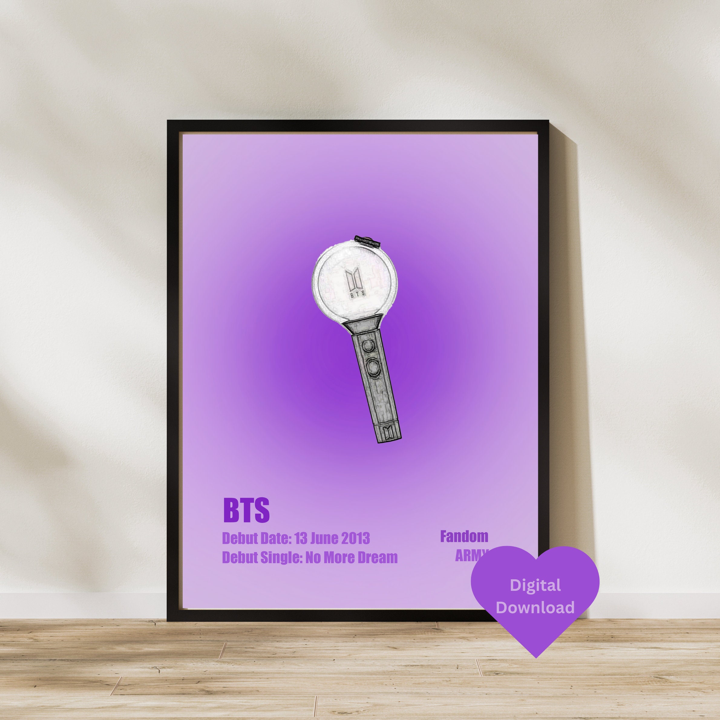 BTS Minimalistic Lightstick Digital Poster KPOP, Cartel BTS.