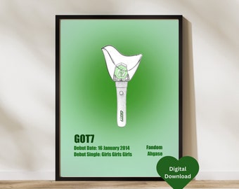 GOT7 Minimalistic Lightstick Digital Poster (KPOP), Aesthetic GOT7 poster, Instant Downloadable, Kpop wall print