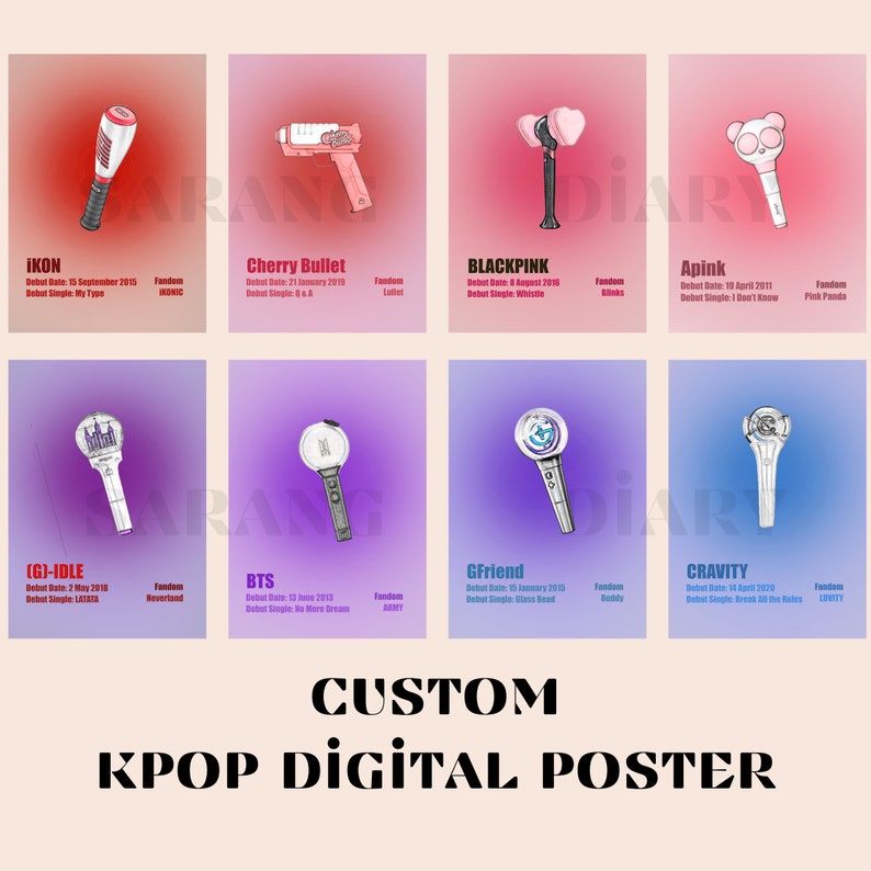 Custom Kpop Minimalistic Lightstick Digital Poster, Aesthetic Custom ...