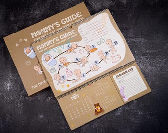 Mommy’s Guide Baby’s Wandkalender für das erste Jahr - Monatlicher Baby Meilenstein & Memory Tracker mit Checklisten, New Mom | Neues Baby Geschenk