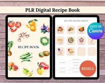 PLR, Digital Recipe Book, Customizable Product, Hyperlinked Pages, Editable Template Canva, GoodNotes Cookbook