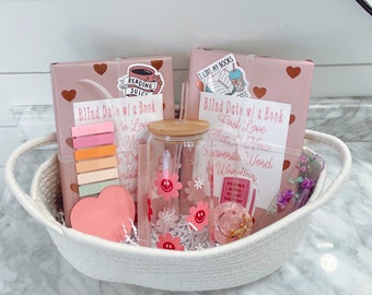Romance Blind Date with a Book Gift Basket - Book Box, Gift Basket, Book Basket, Book Lover Gifts, Gifts for her, Surprise Book Box, Bookish