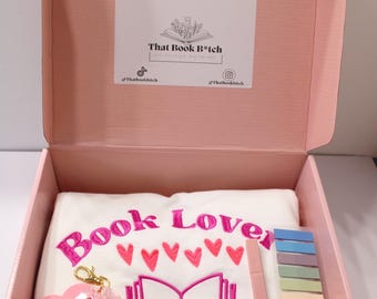 Bookish Box with Embroidered Book Lover Sweatshirt