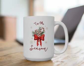 Christmas Ceramic Mug 15oz Tis the Season Holiday Season