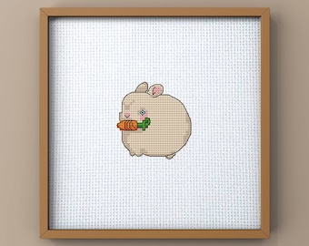 Cute Cross Stitch Pattern, Bunny x-stitch Pattern, Simple Beautiful Cross Stitch Chart, rabbit lover, Instant Download PDF