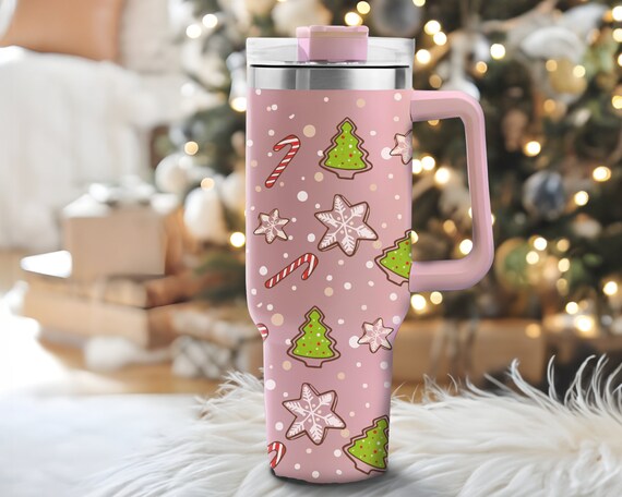 Christmas Tumbler With Lid and Straw Stainless Steel