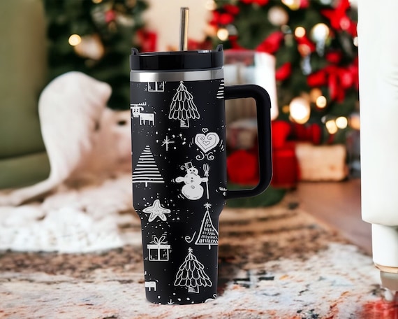 Vintage Snowman Tumbler 40oz With Handle, Christmas 40oz Tumbler, Santa 40oz  Stainless Steel Tumbler With Lid and Straw, Christmas Gift 