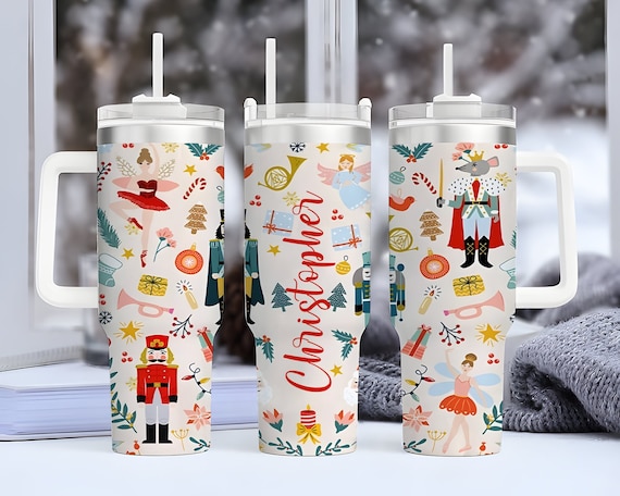 Nutcracker Candy Tumbler 40oz With Handle, Christmas 40oz Tumbler