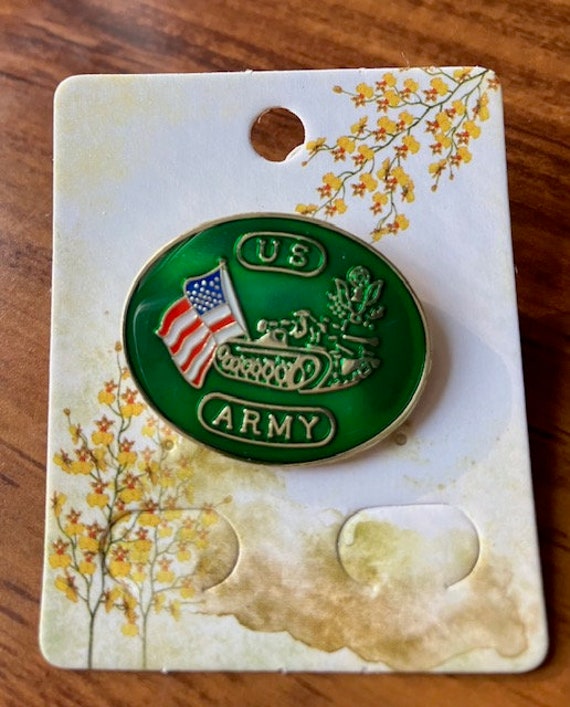 Vintage US Army Enamel Pin, Army Pride Pin, Army H