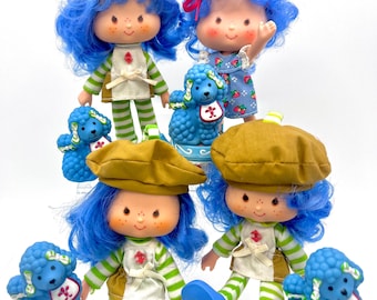 Zestaw lalek Suzette i pudla z lat 80. w stylu vintage Strawberry Shortcake Crepe