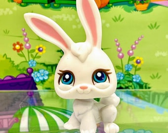 2004 Littlest Pet Shop Fioletowo-niebieskie oczy Biały Królik Hasbro #3