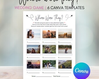 Where Were They Wedding Game Canva Template, Game for Bridal Shower, Engagement Party, Bachelorette, or Wedding Shower for Traveling Couples