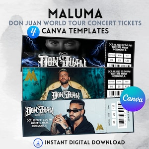 Maluma - Don Juan Konzertkarte Canva Templates! Bearbeitbares & druckbares Geschenk bereit, 2023 Tour