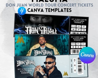 Maluma - Don Juan Concert Ticket Canva Templates! Editable & Printable Gift Ready, 2023 Tour