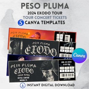 Peso Pluma - Exodo Konzertkarte Canva Templates! Bearbeitbares und druckbares Geschenk, 2024 Tour