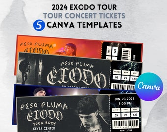 Peso Pluma - Exodo Concert Ticket Canva Templates! Editable & Printable Gift Ready, 2024 Tour
