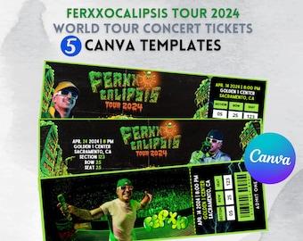 Feid FerxxoCalipsis Tour 2024 Ticket Templates: Editable Concert Keepsake (Canva)