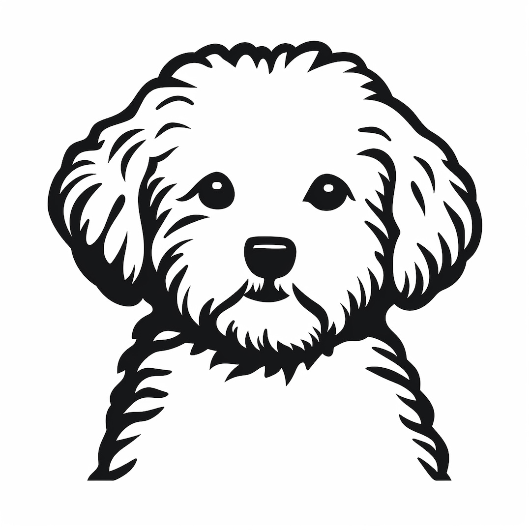 Simple Black Line Dog Stencil, Printable Pet Portrait Image for Sticker ...