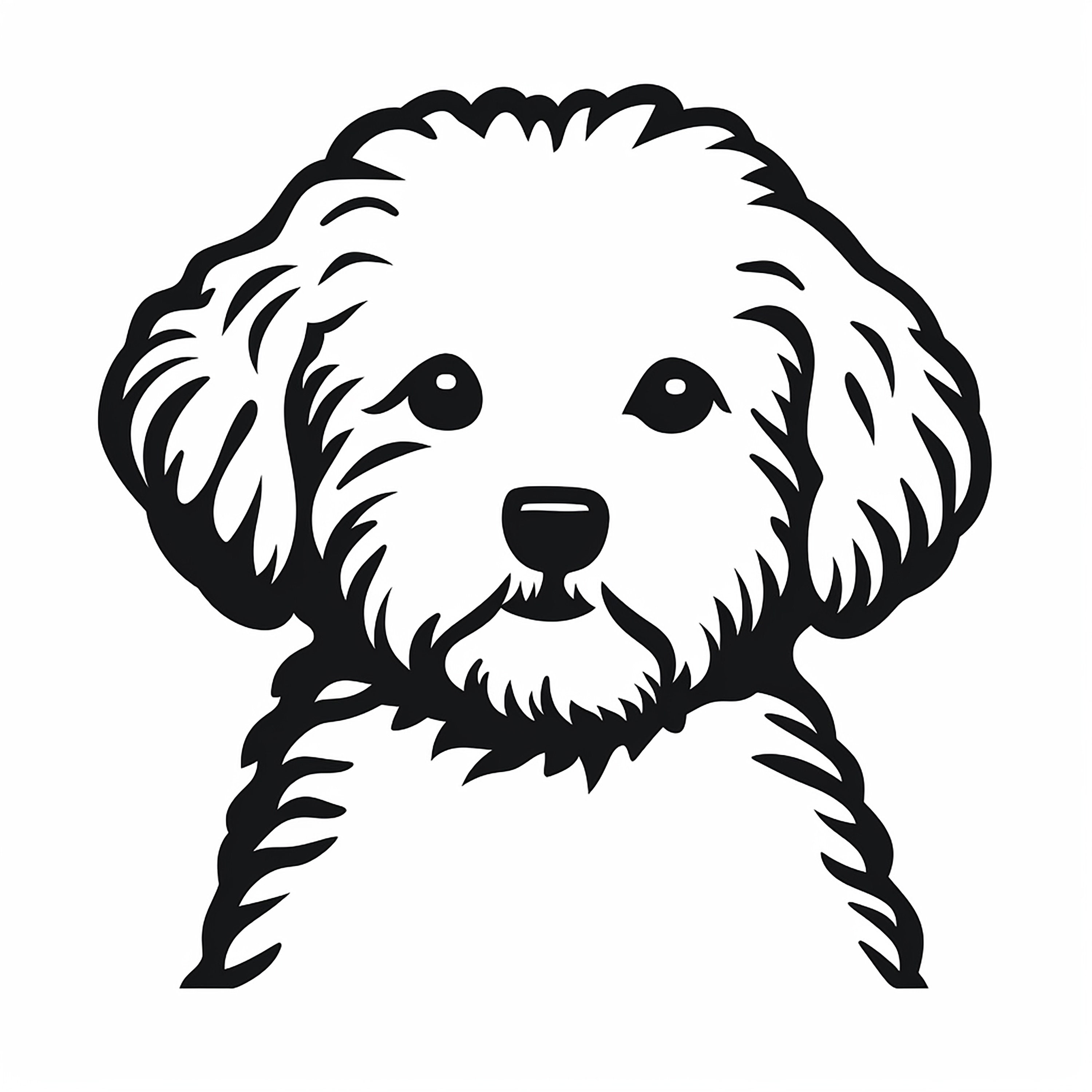 Simple Black Line Dog Stencil, Printable Pet Portrait Image for Sticker, Stencil, Logo, Tattoo