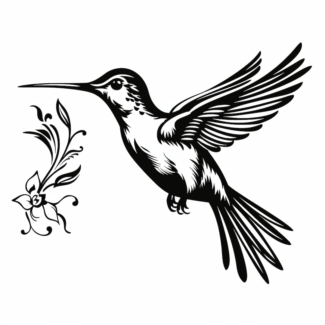 simple-hummingbird-and-flower-clip-art-printable-black-line-bird-and-flower-illustration-for-sticker-stencil-logo-tattoo-wall-decor-etsy