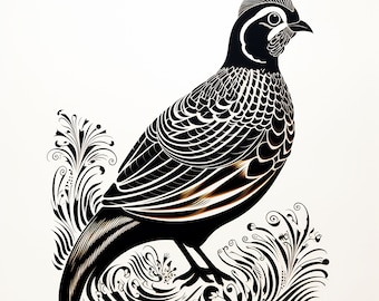 Quail Clip Art: Wildlife Bird Decal, Stencil, Logo (Digital Download)