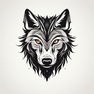 Wolf Clip Art Illustration, Cartoon Design for wildlife decal, sticker, stencil, tattoo