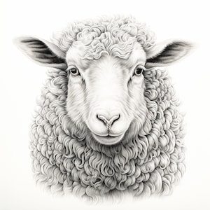 Sheep Clip Art, Printable farm animal image for sticker, stencil, logo, tattoo, wall art, vector svg, woodburning, cricut