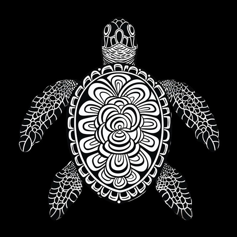Abstract Sea Turtle Clip Art: Printable Turtle Illustration (PNG, JPEG ...
