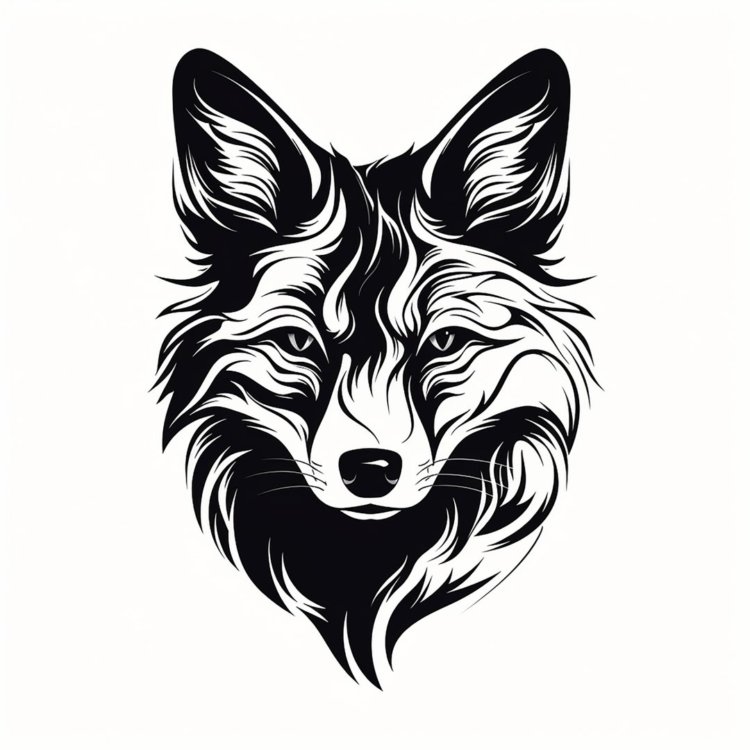 Fox Clip Art, Printable Wildlife Animal Decal for Sticker, Stencil