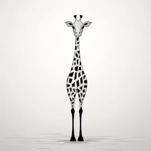 Minimalist Giraffe Clip Art, Printable simple wildlife illustration for sticker, stencil, logo, tattoo, wall decor, DIY crafting