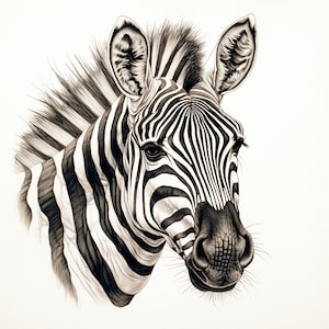 Zebra Illustration: Wildlife Animal Clip Art (Digital Download)
